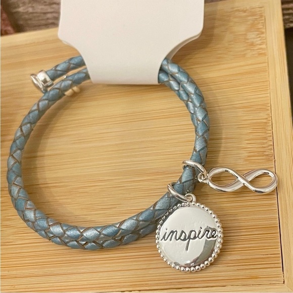 🎁3/$15 NWT Calvin Klein Blue Infinity Silver Charm Braided Wrap Bracelet - Picture 3 of 5